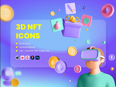 3D NFT Icons 3d design icon icons illustration ui ux vector