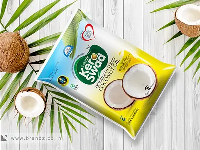 Kera swad Coconut oil Pouch brand branding coconut oil design logo packagedesign packaging packaging design pouch typography