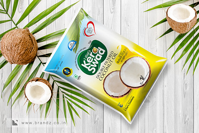 Kera swad Coconut oil Pouch brand branding coconut oil design logo packagedesign packaging packaging design pouch typography