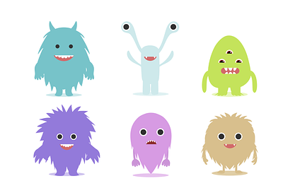 Cute monster gang!! 2d affinity cartoon character creatures cute design flat design gameart illustration minimal minimalistic monster simplistic vector