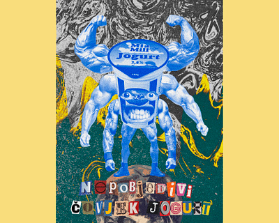 Čovjek jogurt character collage collage art collageart concept design digital art letters psychedelic trippy typography yoghurt