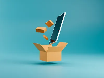 3D Icon of Phone and carton boxes made in Blender 3d blender box delivery icon phone ui uidesign