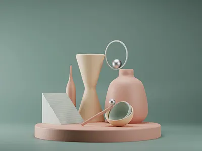 Trendy Abstract 3d Render podium with Geometric Shapes 3d blender geometic pastel podium render shapes trendy ui uidesign
