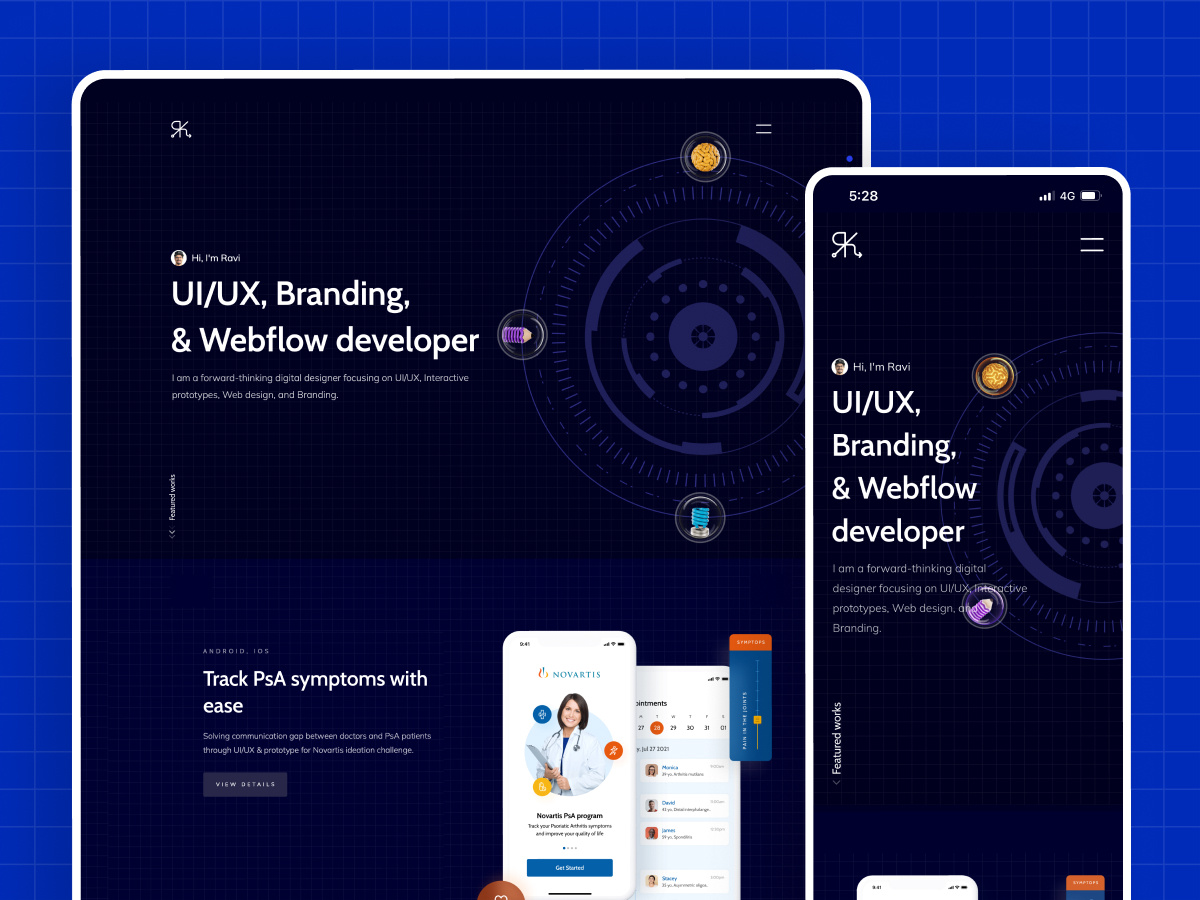 Ravijune.com - Portfolio Website animation brandidentity branding design figma illustration logo photoshop ui uiux webflow website website launch