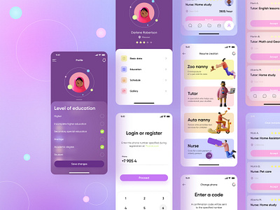 Personnel search application app design application design glassmorphism illustration minimal mobile services ui vector web