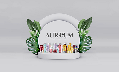 AUREUM Cosmetic Store or Retail template design brand identity branding branding design cosmetic mockup cosmetic packaging cosmetics design event branding minimal minimalism minimalistic nature procuct showcase template design templatedesign typography