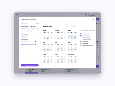 Planning app Popup screen app design branding break congé dashboad dashboard ui design holiday pause planner planning schedule schedule app scheduling ui ui design uiux uxdesign vacations