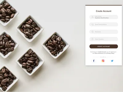 Login page for Coffee shop adobexd product design ui design web design