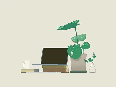 home from work desk laptop mug plant workfromhome