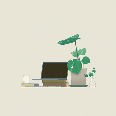 home from work desk laptop mug plant workfromhome