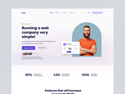 Quoto- Landing Page UI 2022 3d animation branding design dribbble graphic design homepage homepage design illustration landing page logo motion graphics turjadesign typography ui vector web design webdesign website website concept