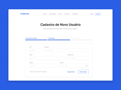 Register Scriptcase form multistep register step web design