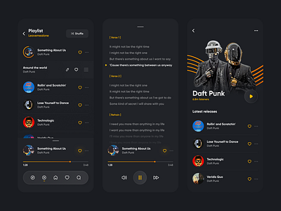 Daft Punk daft punk daftpunk daftpunk2021 guranicholson lyrics mobile mobile app mobile design music app ui music player music player app playlist punk song lyrics songs track ui ui 2021 ui trends uidesign