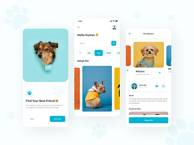 🐶Pet Adoption App🐶 adoption animal animal food app cat creative dog interface minimalist pet adopt pet adoption pet rescue pet store social ui ux