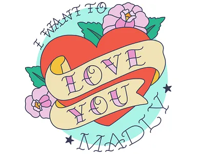 Love You digital flowers heart illustration ipad lettering procreate tattoo tattoo style typography
