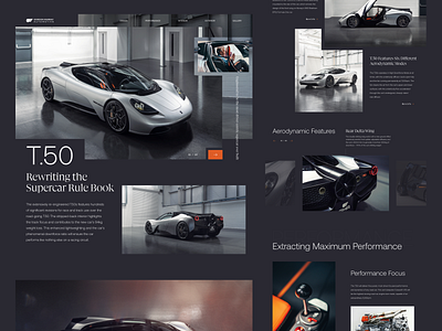 Gordon Murray T.50 Supercar auto automobile grid homepage landing page sports car transportation typography web design website