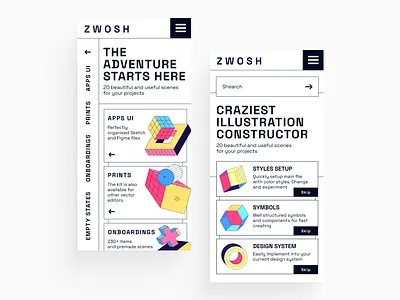 Zwosh Illustration Constructor abstraction ai app design branding brutalism characters constructor empty states figma illustrations landing onboarding pack patterns posters shapes sketch uidesign vector xd