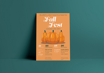 Fall Fest Poster autumn fall green illustration marketing orange poster poster design promotional design promotional flyer pumpkin type typography