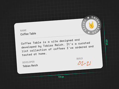Coffee Table Dribbble badges blog blogger card clean coffee coffeeshop dark ui minimal onepager website