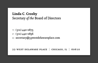 Delaware Place Business Card business card layout minimal typography