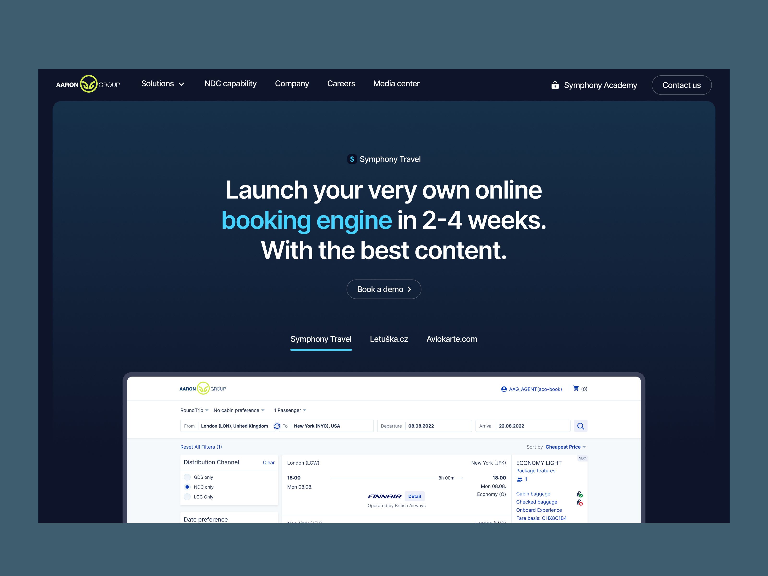 AARON GROUP - Product Pages brand branding company design flight landing layout microsite page product responsive saas travel typography ui ux web website