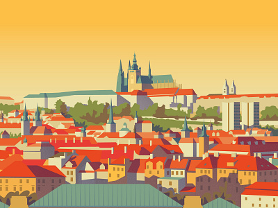 Prague Cityscape Print architecture city city illustration cityscape illustration prague skyline