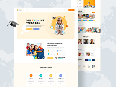 Kids Kindergarten & School Template academy child care childcare education institute kids kids care kids care home kids school kinder garden kindergarten play school