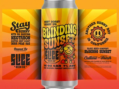 Blinding Sunset badge beer branding brethren craft beer identity illustration lettering packaging typography