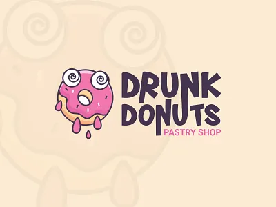 Drunk donuts Pastry shop Logo animation brand identity branding creative icon illustration logo logo 3d logo a day logo design logo design challenge logo design concept motion graphics