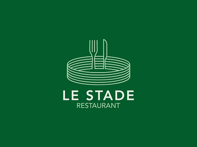 Restaurant Le Stade logo design fork fork logo illustration knife knife logo logo logo design logodesign restaurant restaurant logo stade stade logo stadium stadium logo