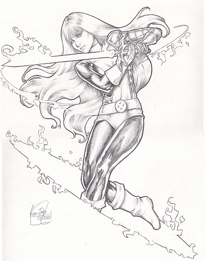 Illyana Rasputin comic art illustration pencil drawing pencils