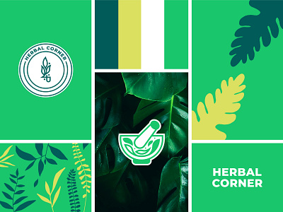 Branding for Herbal Corner brand identity branding care emblem green health herbal logo logo design natural nature organic plant vegan