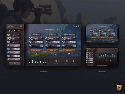 Legends of Runeterra Desktop vs Mobile card game design illustration league of legends typography ui