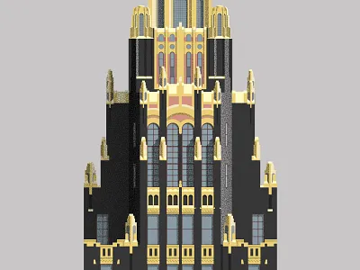 Art Deco Skyscraper Illustration – Bryant Park Hotel NYC architecture art deco artdeco cityscape illustration new york nyc