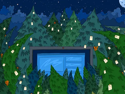 Siberian Forest – Comptech 2021 drawing flat forest green illustration night