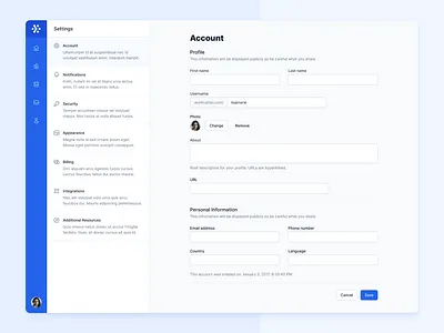 Setting page example account heroicons settings tailwind ui tailwindcss