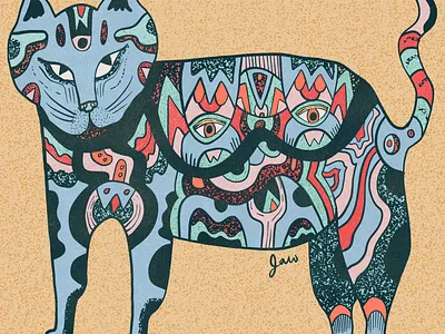 Cat in 6D art design digital art drawing graphic design illustration logo