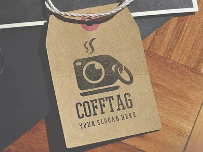 coffe tag app business clean coffee coffee cup design flat icon identity illustration logo tag vector
