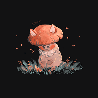 Cat-mushroom art cat character character design characters color didgital didgitalart illustraion illustration mushroom nature palette