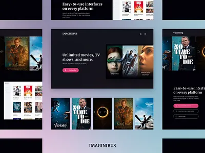 Imaginibus. Streaming Service | Landing page cinema design interface landing page minimal movies play streaming ui ux watch web website