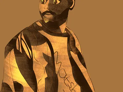 sorrows beard black art black people bryson tiller fashion illustration headband jacket moustache music musician rnb singers yellow