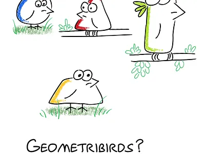 Geometribirds animal cartoon characters illustration vector