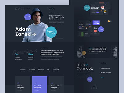 Adam Zonski - Personal Portfolio Website clean dark dark mode designer developer developers experience landing page minimalist modern npw orange personal portfolio portfolio website purple social media tosca ui ux