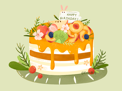 Happy Birthday birthday cake food illustration