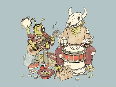 Desert City No. 4 arizona art band character design cricket death desert design drum guitar illustration money skull