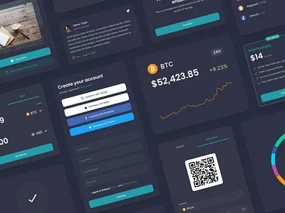 CryptoHunt Design System | Components crypto crypto exchange cryptocurrency dark mode design design system sketch ui ui8 uikit ux web app