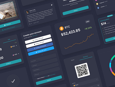 CryptoHunt Design System | Components crypto crypto exchange cryptocurrency dark mode design design system sketch ui ui8 uikit ux web app