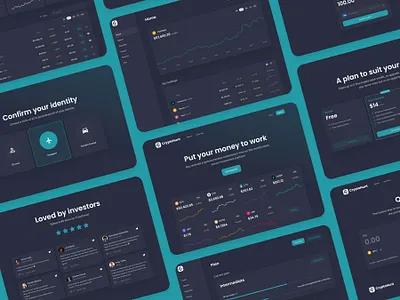 CryptoHunt Design System | Example Layouts crypto crypto exchange cryptocurrency dark mode design design system sketch ui ui8 uikit ux web app
