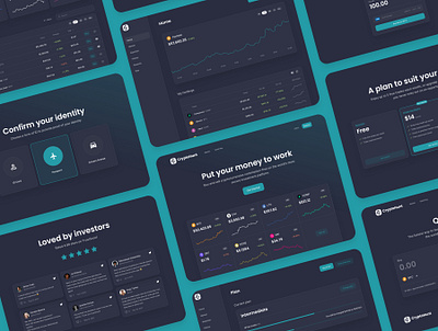 CryptoHunt Design System | Example Layouts crypto crypto exchange cryptocurrency dark mode design design system sketch ui ui8 uikit ux web app