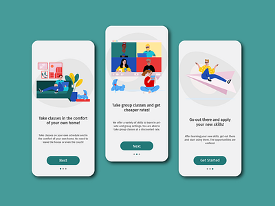 Onboarding 023 app cute dailyui dailyuichallenge design illustration illustrator minimal mobile onboard onboarding ui signup skills skillshare start ui